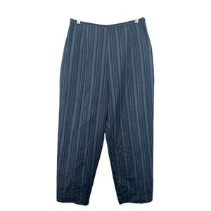Vintage Amanda Smith Womens Trousers Sz M Gray Striped 100% Silk Lined Classic